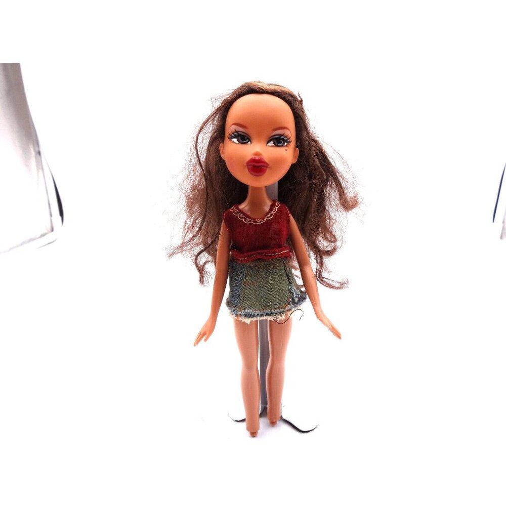Vintage 2001 Brown Hair‎ Bratz Doll Hair highlights no feet Demin Skirt